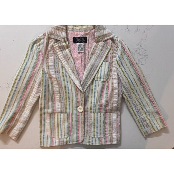Vintage Y2K City Streets Women’s Small Blazer Jacket Pastel Stripe Juniors - Picture 1 of 5